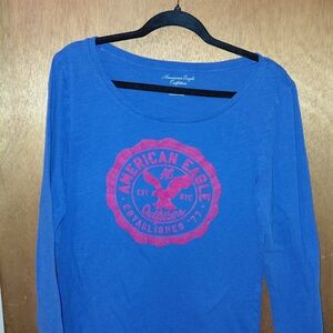 American Eagle Outfitters Royal Blue Long Sleeve with Red Emblem
